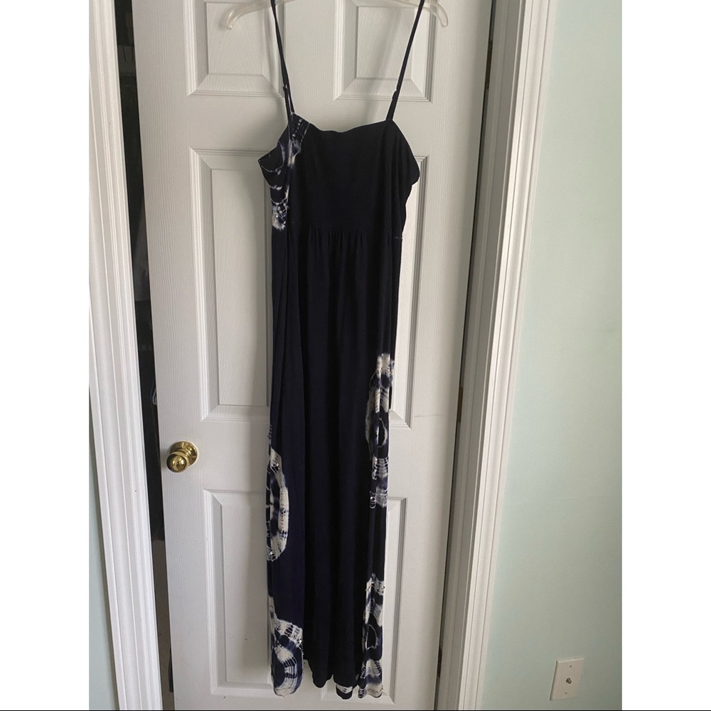 INC Navy & white Tie Dyed Hippie Maxi Dress